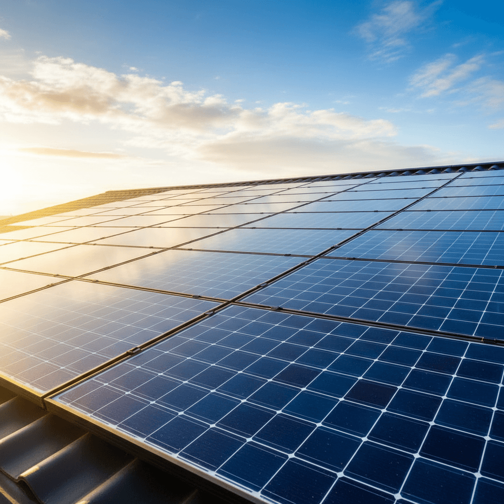 Clean solar panels reflecting sunlight at full efficiency